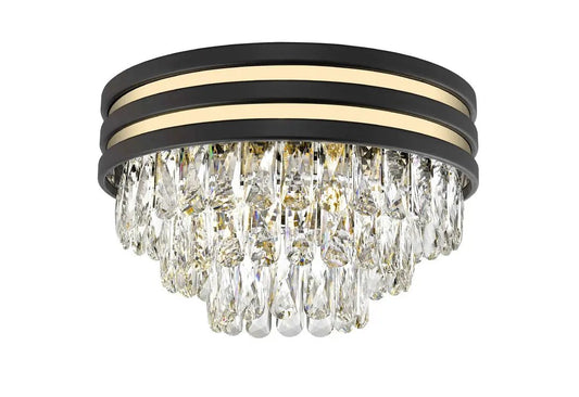impex Impex CF2104/04/PL/G/MBLK Cuba 4 Light Flush Ceiling Light Gold Black Crystal - impex Impex CF2104/04/PL/G/MBLK Cuba 4 Light Flush Ceiling Light Gold Black Crystal