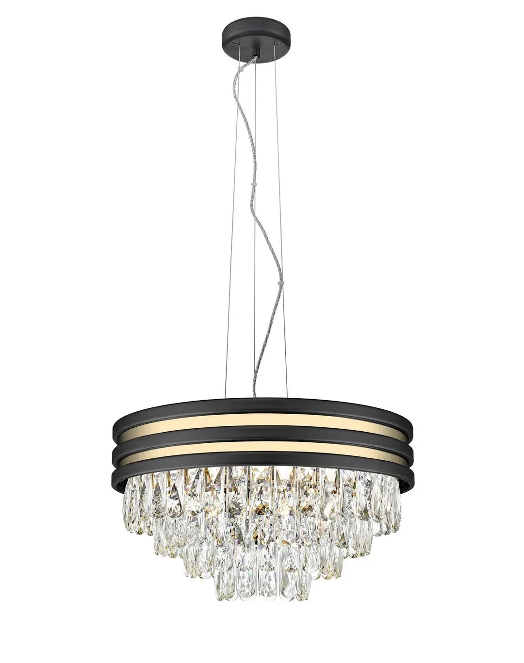 impex Impex CF2104/05/G/MBLK Cuba 5 Light Pendant Gold Black Crystal - impex Impex CF2104/05/G/MBLK Cuba 5 Light Pendant Gold Black Crystal