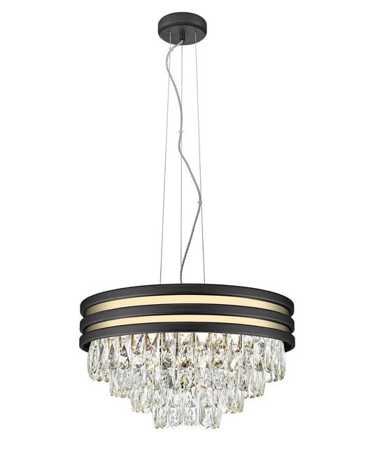 impex Impex CF2104/05/G/MBLK Cuba 5 Light Pendant Gold Black Crystal - impex Impex CF2104/05/G/MBLK Cuba 5 Light Pendant Gold Black Crystal
