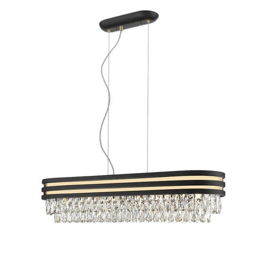 impex Impex CF2104/06/OBL/G/MBLK Cuba 6 Light Oblong Pendant Gold Black Crystal - impex Impex CF2104/06/OBL/G/MBLK Cuba 6 Light Oblong Pendant Gold Black Crystal