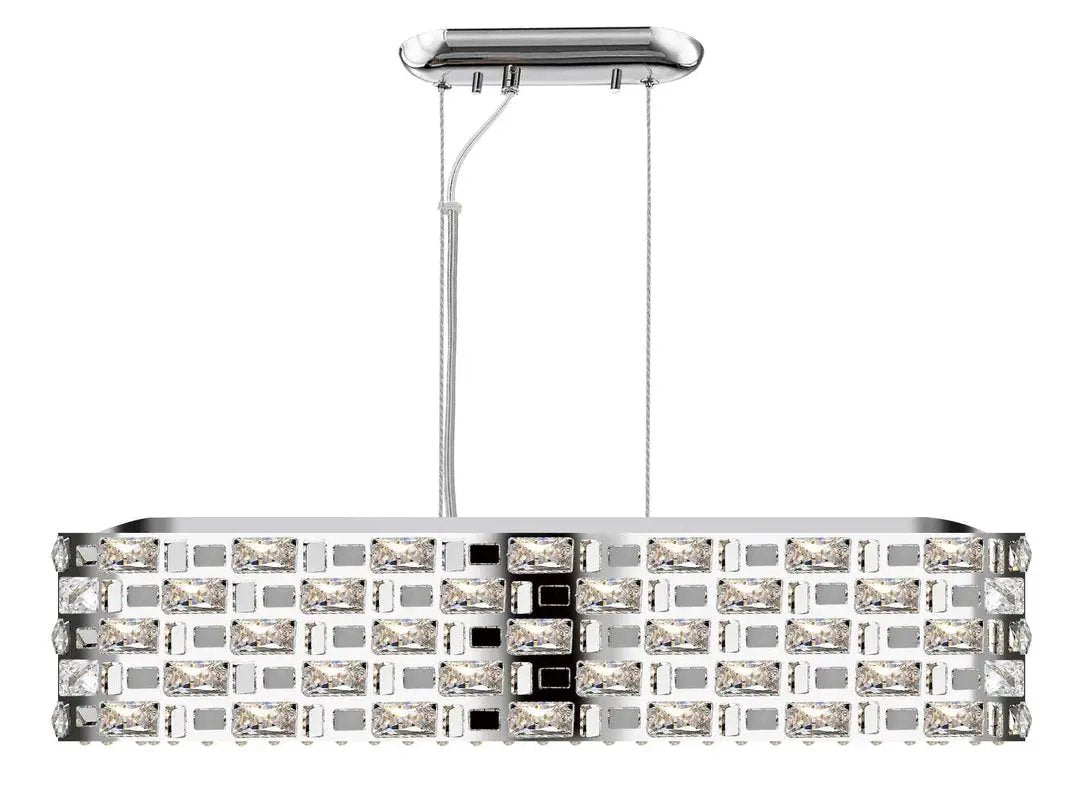 impex Impex CFH1811/06/OBL/CH Lola 6 Light Oblong Pendant Chrome Crystal - impex Impex CFH1811/06/OBL/CH Lola 6 Light Oblong Pendant Chrome Crystal