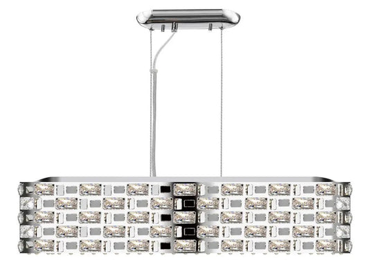 impex Impex CFH1811/06/OBL/CH Lola 6 Light Oblong Pendant Chrome Crystal - impex Impex CFH1811/06/OBL/CH Lola 6 Light Oblong Pendant Chrome Crystal