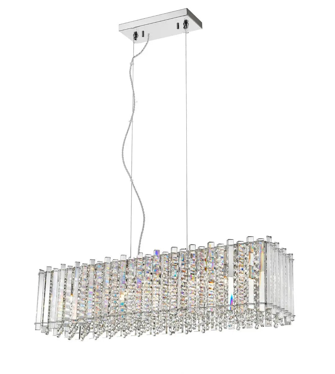 impex Impex CFH1812/07/OBL/CH Clara 7 Light Oblong Pendant Chrome Crystal - impex Impex CFH1812/07/OBL/CH Clara 7 Light Oblong Pendant Chrome Crystal