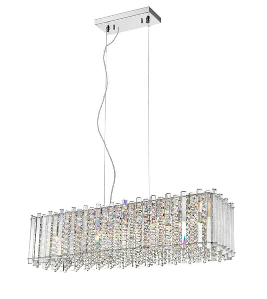 impex Impex CFH1812/07/OBL/CH Clara 7 Light Oblong Pendant Chrome Crystal - impex Impex CFH1812/07/OBL/CH Clara 7 Light Oblong Pendant Chrome Crystal
