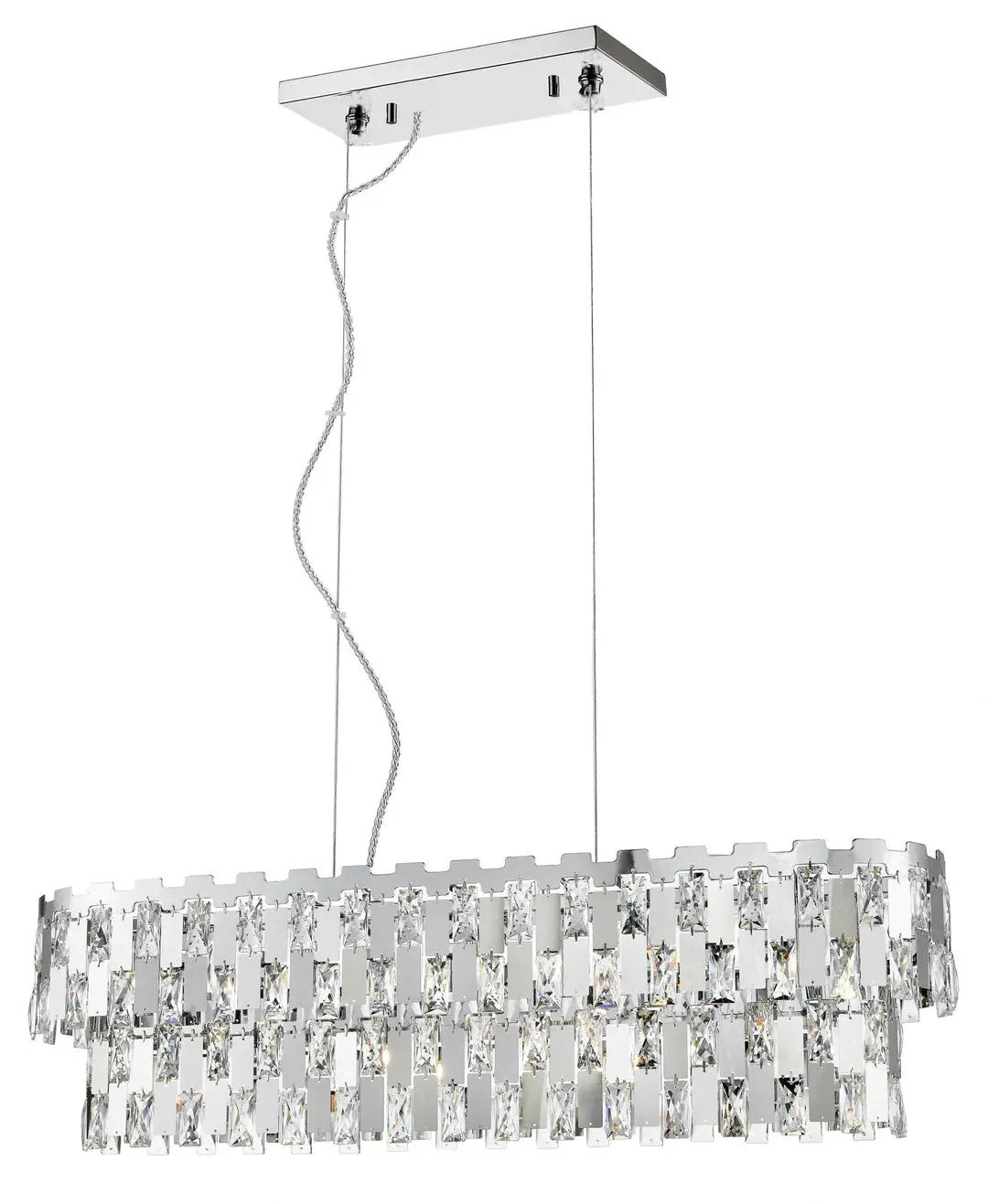 impex Impex CFH1902/09/OBL/CH Alma 9 Light Oblong Pendant Chrome Crystal - impex Impex CFH1902/09/OBL/CH Alma 9 Light Oblong Pendant Chrome Crystal