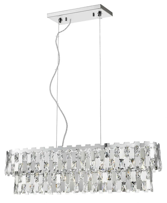 impex Impex CFH1902/09/OBL/CH Alma 9 Light Oblong Pendant Chrome Crystal - impex Impex CFH1902/09/OBL/CH Alma 9 Light Oblong Pendant Chrome Crystal