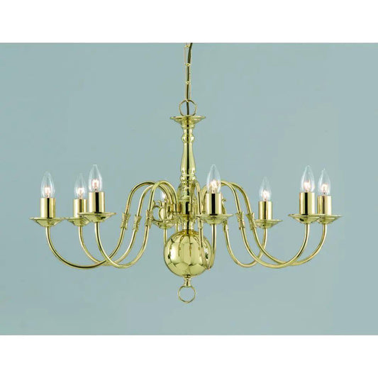 impex Impex BF00350/08/PB Flemish Chandelier Polished Brass - impex Impex BF00350/08/PB Flemish Chandelier Polished Brass