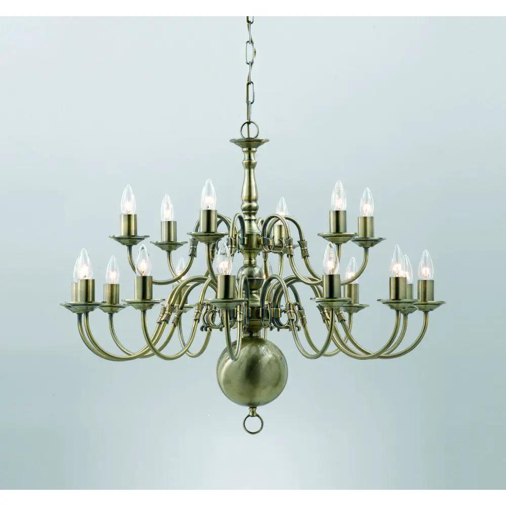 impex Impex BF00350/12+6/AB Flemish Chandelier Antique Brass - impex Impex BF00350/12+6/AB Flemish Chandelier Antique Brass