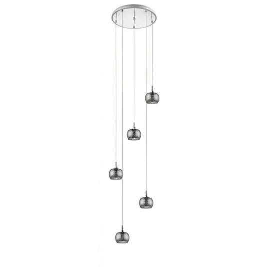 impex Impex CFH606091/05/CH Deni 5 Light Pendant Glass With Beads Chrome - impex Impex CFH606091/05/CH Deni 5 Light Pendant Glass With Beads Chrome