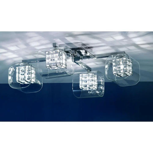 impex Impex PGH01515/04/PL/CH | Avignon Flush Ceiling Light | Glass & Weaved Wire - impex Impex PGH01515/04/PL/CH | Avignon Flush Ceiling Light | Glass & Weaved Wire