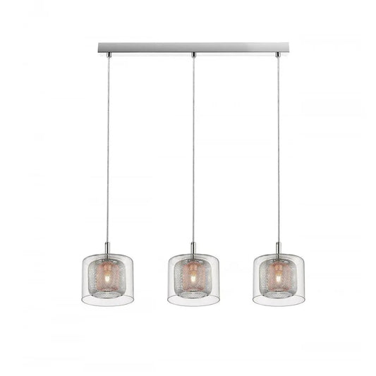 impex Impex PGH606101/03/CU/CH Laure 3 Light Linear Pendant Glass Copper Mesh - impex Impex PGH606101/03/CU/CH Laure 3 Light Linear Pendant Glass Copper Mesh