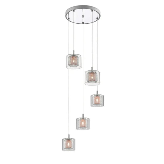 impex Impex PGH606101/05/CU/CH Laure 5 Light Pendant Dangle Glass Copper Mesh - impex Impex PGH606101/05/CU/CH Laure 5 Light Pendant Dangle Glass Copper Mesh