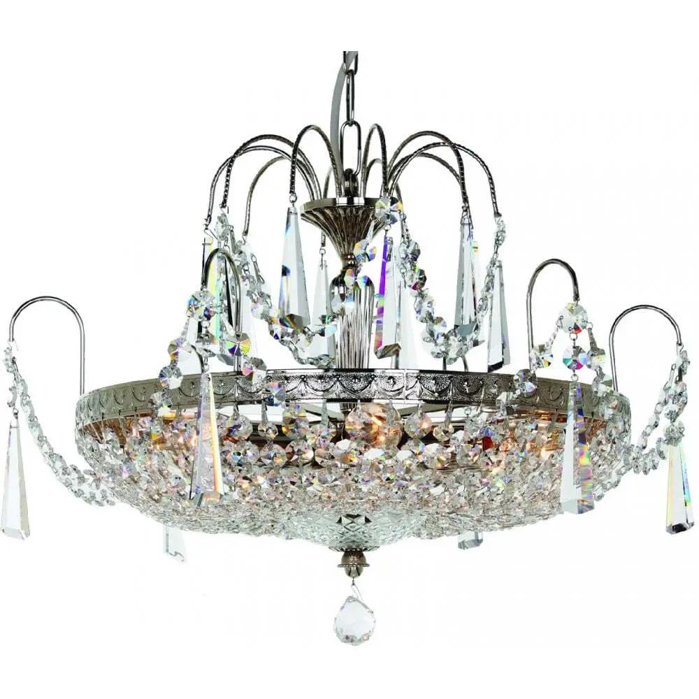 impex Impex ST00127/46/06/N Rostock 6 Light Chandelier Lead Crystal Nickel - impex Impex ST00127/46/06/N Rostock 6 Light Chandelier Lead Crystal Nickel