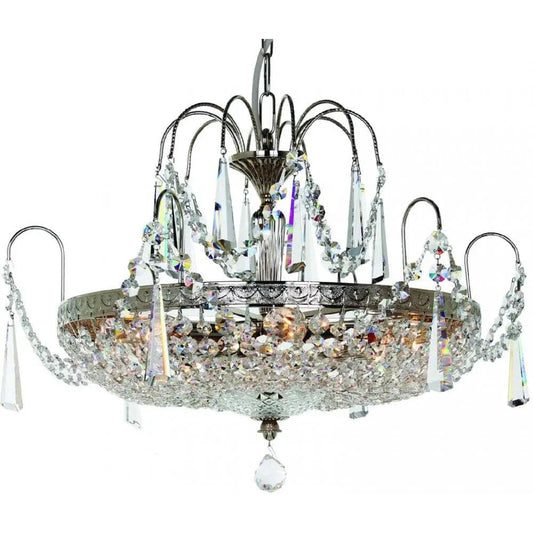 impex Impex ST00127/46/06/N Rostock 6 Light Chandelier Lead Crystal Nickel - impex Impex ST00127/46/06/N Rostock 6 Light Chandelier Lead Crystal Nickel