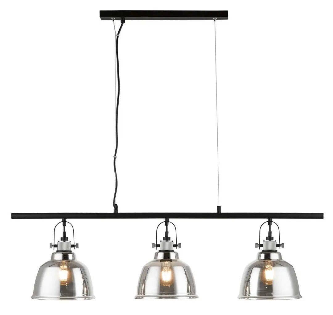impex Impex PG1810/03/LIN/SMK Ava 3 Light Bar Pendant Smoke - impex Impex PG1810/03/LIN/SMK Ava 3 Light Bar Pendant Smoke