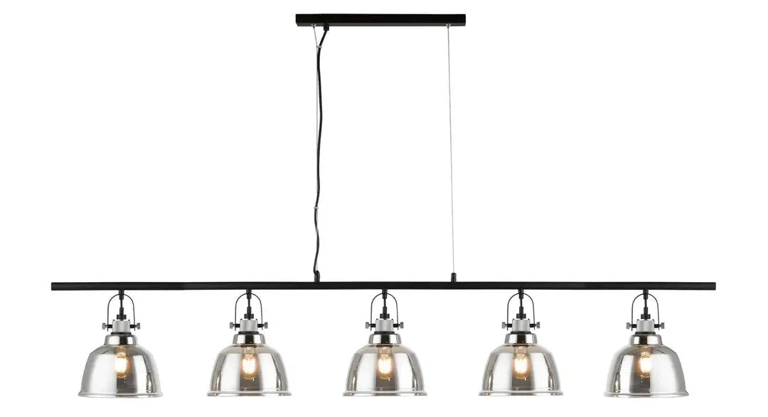 impex Impex PG1810/05/LIN/SMK Ava 5 Light Bar Pendant Smoke - impex Impex PG1810/05/LIN/SMK Ava 5 Light Bar Pendant Smoke