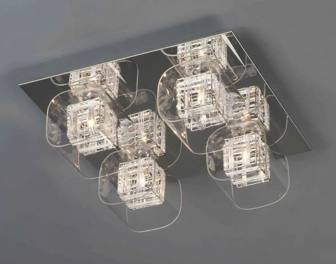 impex Impex PGH01515/04/PL/A/CH | Avignon 4 Light Flush Ceiling Light | Chrome and Crystal Design - impex Impex PGH01515/04/PL/A/CH | Avignon 4 Light Flush Ceiling Light | Chrome and Crystal Design