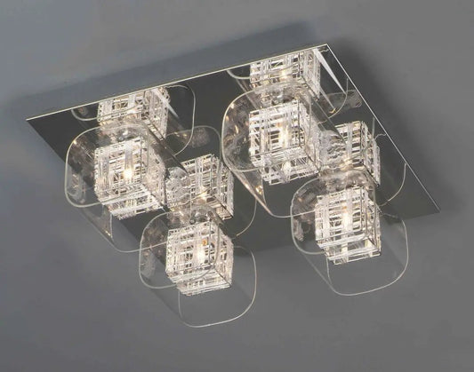 impex Impex PGH01515/04/PL/A/CH | Avignon 4 Light Flush Ceiling Light | Chrome and Crystal Design - impex Impex PGH01515/04/PL/A/CH | Avignon 4 Light Flush Ceiling Light | Chrome and Crystal Design