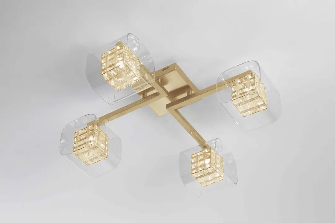 impex Impex PGH01515/04/PL/G Avignon 4 Light Flush Ceiling Light Gold Crystal - impex Impex PGH01515/04/PL/G Avignon 4 Light Flush Ceiling Light Gold Crystal