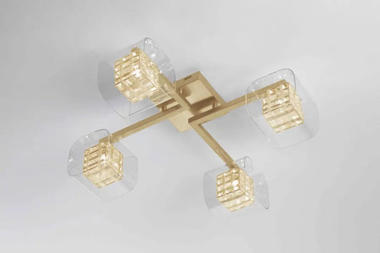 impex Impex PGH01515/04/PL/G Avignon 4 Light Flush Ceiling Light Gold Crystal - impex Impex PGH01515/04/PL/G Avignon 4 Light Flush Ceiling Light Gold Crystal