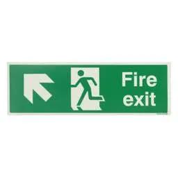 label sign Industrial Signs 300mm x 100mm Fire Exit Arrow Up and Left Self Adhesive Photoluminescent Sign - label sign Industrial Signs 300mm x 100mm Fire Exit Arrow Up and Left Self Adhesive Photoluminescent Sign