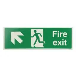 label sign Industrial Signs 450mm x 150mm Fire Exit Arrow Up and Left Self Adhesive Photoluminescent Sign - label sign Industrial Signs 450mm x 150mm Fire Exit Arrow Up and Left Self Adhesive Photoluminescent Sign