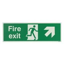 label sign Industrial Signs 450mm x 150mm Fire Exit Arrow Up and Right Rigid PVC Photoluminescent Sign - label sign Industrial Signs 450mm x 150mm Fire Exit Arrow Up and Right Rigid PVC Photoluminescent Sign
