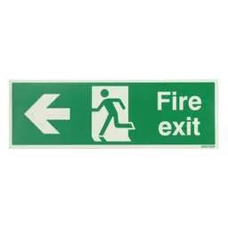 label sign Industrial Signs 300mm x 100mm Fire Exit Arrow Left Self Adhesive Photoluminescent Sign - label sign Industrial Signs 300mm x 100mm Fire Exit Arrow Left Self Adhesive Photoluminescent Sign