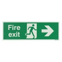 label sign Industrial Signs 300mm x 100mm Fire Exit Arrow Right Rigid PVC Photoluminescent Sign - label sign Industrial Signs 300mm x 100mm Fire Exit Arrow Right Rigid PVC Photoluminescent Sign