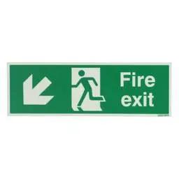 label sign Industrial Signs 300mm x 100mm Fire Exit Arrow Down and Left Rigid PVC Photoluminescent Sign - label sign Industrial Signs 300mm x 100mm Fire Exit Arrow Down and Left Rigid PVC Photoluminescent Sign