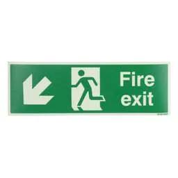 label sign Industrial Signs 300mm x 100mm Fire Exit Arrow Down and Left Self Adhesive Photoluminescent Sign - label sign Industrial Signs 300mm x 100mm Fire Exit Arrow Down and Left Self Adhesive Photoluminescent Sign