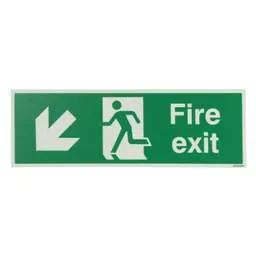 label sign Industrial Signs 450mm x 150mm Fire Exit Arrow Down and Left Rigid PVC Photoluminescent Sign - label sign Industrial Signs 450mm x 150mm Fire Exit Arrow Down and Left Rigid PVC Photoluminescent Sign