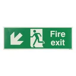 label sign Industrial Signs 450mm x 150mm Fire Exit Arrow Down and Left Self Adhesive Photoluminescent Sign - label sign Industrial Signs 450mm x 150mm Fire Exit Arrow Down and Left Self Adhesive Photoluminescent Sign