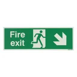 label sign Industrial Signs 300mm x 100mm Fire Exit Arrow Down and Right Rigid PVC Photoluminescent Sign - label sign Industrial Signs 300mm x 100mm Fire Exit Arrow Down and Right Rigid PVC Photoluminescent Sign