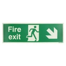 label sign Industrial Signs 300mm x 100mm Fire Exit Arrow Down and Right Self Adhesive Photoluminescent Sign - label sign Industrial Signs 300mm x 100mm Fire Exit Arrow Down and Right Self Adhesive Photoluminescent Sign