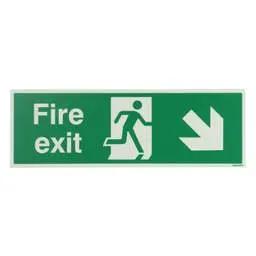 label sign Industrial Signs 450mm x 150mm Fire Exit Arrow Down and Right Rigid PVC Photoluminescent Sign - label sign Industrial Signs 450mm x 150mm Fire Exit Arrow Down and Right Rigid PVC Photoluminescent Sign