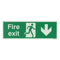 label sign Industrial Signs 300mm x 100mm Fire Exit Arrow Down Rigid PVC Photoluminescent Sign - label sign Industrial Signs 300mm x 100mm Fire Exit Arrow Down Rigid PVC Photoluminescent Sign