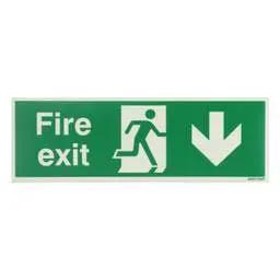 label sign Industrial Signs 300mm x 100mm Fire Exit Arrow Down Self Adhesive Vinyl Photoluminescent Sign - label sign Industrial Signs 300mm x 100mm Fire Exit Arrow Down Self Adhesive Vinyl Photoluminescent Sign