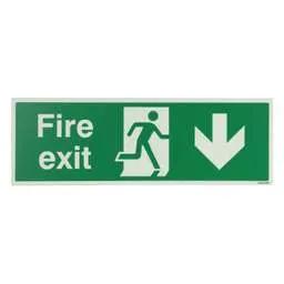 label sign Industrial Signs 450mm x 150mm Fire Exit Arrow Down Rigid PVC Photoluminescent Sign - label sign Industrial Signs 450mm x 150mm Fire Exit Arrow Down Rigid PVC Photoluminescent Sign
