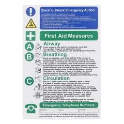 label sign Industrial Signs 280mm x 420mm Electric Shock Emergency Action Label (Sold In 1's) - label sign Industrial Signs 280mm x 420mm Electric Shock Emergency Action Label (Sold In 1's)