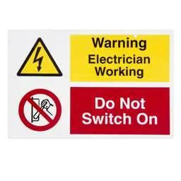 label sign Industrial Signs 150mm x 225mm Electrician Working Do Not Switch On Label (Sold in 1's) - label sign Industrial Signs 150mm x 225mm Electrician Working Do Not Switch On Label (Sold in 1's)