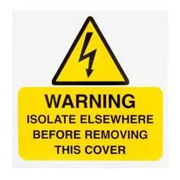 label sign Industrial Signs 75mm x 75mm Warning Isolate Elsewhere Label (Pack of 10) - label sign Industrial Signs 75mm x 75mm Warning Isolate Elsewhere Label (Pack of 10)