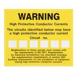 label sign Industrial Signs 75mm x 65mm Warning High Protective Conductor Current (Pack of 10) - label sign Industrial Signs 75mm x 65mm Warning High Protective Conductor Current (Pack of 10)