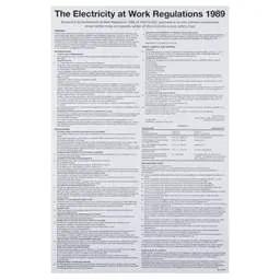 label sign Industrial Signs A2 "Electricity at Work Regulations 1989" Rigid PVC Poster - label sign Industrial Signs A2 "Electricity at Work Regulations 1989" Rigid PVC Poster