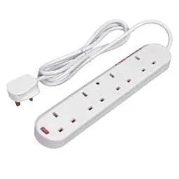 Extension Leads Knightsbridge 13A 2m 4 Gang Surge Protected Extension Lead with Neon White - Extension Leads Knightsbridge 13A 2m 4 Gang Surge Protected Extension Lead with Neon White