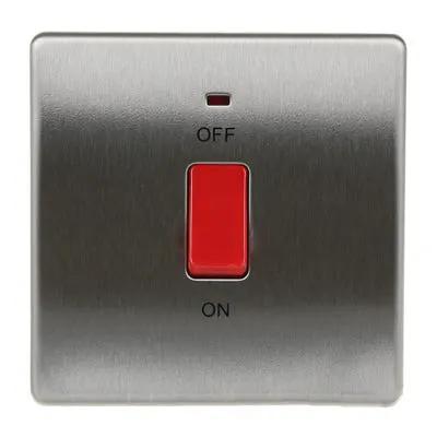 BG British General BG Screwless 45A DP Neon Switch Brushed Steel FBS74 - BG British General BG Screwless 45A DP Neon Switch Brushed Steel FBS74