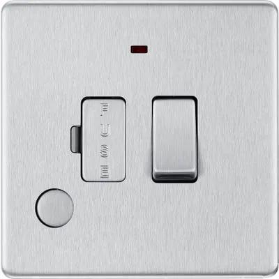 Electrical Lighting BG Screwless 13A Neon Flex Switched Fused Spur Unit Brushed Steel FBS53 - Electrical Lighting BG Screwless 13A Neon Flex Switched Fused Spur Unit Brushed Steel FBS53