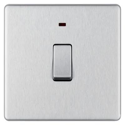 Electrical Lighting BG Screwless 20A 1 Gang DP Neon Switch Brushed Steel FBS31 - Electrical Lighting BG Screwless 20A 1 Gang DP Neon Switch Brushed Steel FBS31