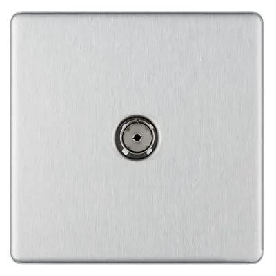 Electrical Lighting BG Screwless 1 Gang Coaxial TV Socket Brushed Steel FBS60 - Electrical Lighting BG Screwless 1 Gang Coaxial TV Socket Brushed Steel FBS60