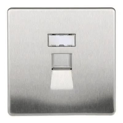 Electrical Lighting BG Screwless 1 Gang RJ45 Data Outlet Brushed Steel FBSRJ451 - Electrical Lighting BG Screwless 1 Gang RJ45 Data Outlet Brushed Steel FBSRJ451